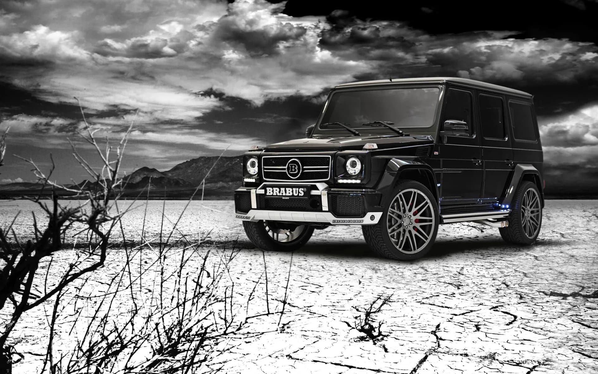 Mercedes-Benz Brabus G63 WideStar in black, photographed against a mountain backdrop